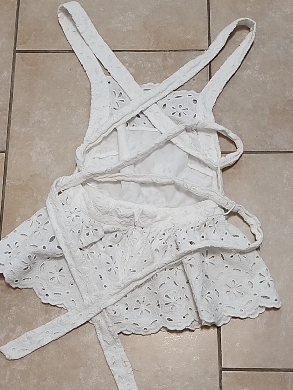 Zimmermann Cream Eyelet Tie-Waist Halter Top - SIZE 1 - Picture 6 of 14